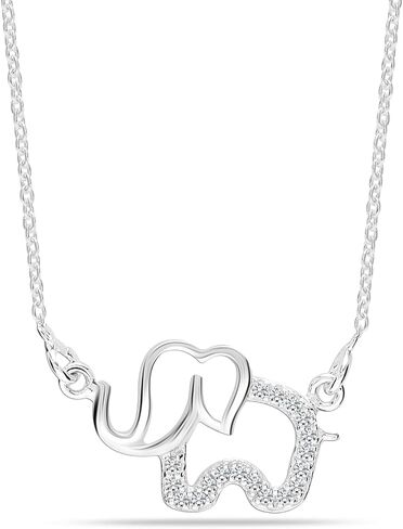 Lecalla 925 Sterling Silver Elephant Necklace for Women | قلادة الحيوان هدية لقلادة لعشاق الحيوانات | حظا سعيدا المجوهرات قلادة الفيل in Saudi Arabia