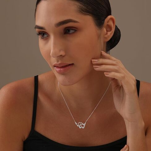 Lecalla 925 Sterling Silver Elephant Necklace for Women | قلادة الحيوان هدية لقلادة لعشاق الحيوانات | حظا سعيدا المجوهرات قلادة الفيل in Saudi Arabia
