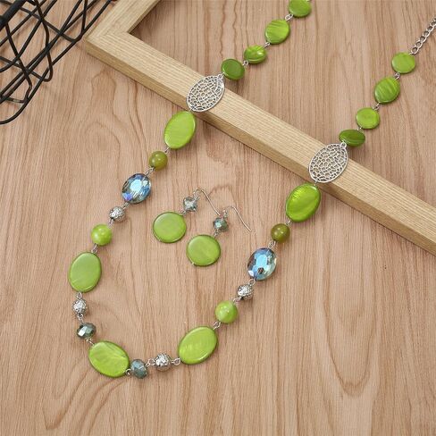 Beaded Long Necklace Set for Women Silver Gold Tone Sweater Chain Stone Crystal Beads Necklace Trendy Fashion Jewelry for Holiday Gifts in Kuwait
