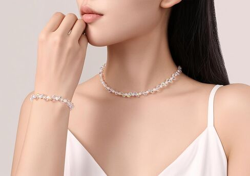 Faux Colored Crystal Glass Necklace Bracelet Jewelry set for Women's Festival Leisure Party in Saudi Arabia