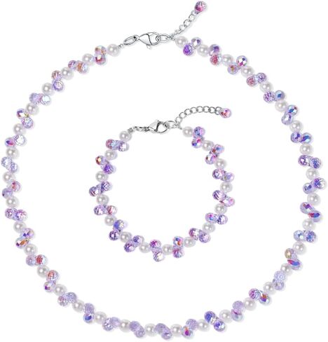 Faux Colored Crystal Glass Necklace Bracelet Jewelry set for Women's Festival Leisure Party in Saudi Arabia