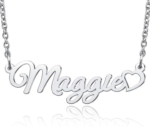 Heart Name Necklace Personalized Initial Custom Made Stainless Steel Jewelry for Women in Saudi Arabia