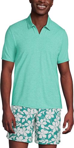 Lands' End Men's UPF 50 Short Sleeve Johnny Collar Polo Rash Guard Shirt in Saudi Arabia