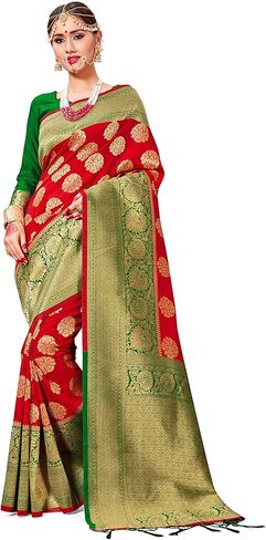 Elina fashion Pack of Two Sarees for Women Banarasi Art Silk Woven Indian Wedding Sari | Diwali Gift Saree Combo Set in Saudi Arabia