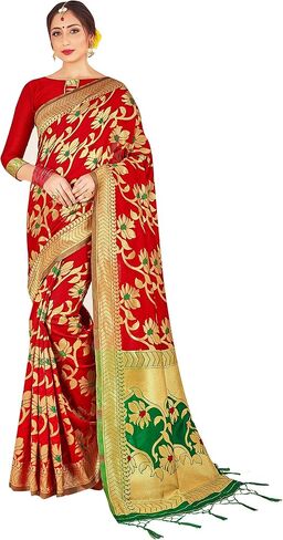 Elina fashion Pack of Two Sarees for Women Banarasi Art Silk Woven Indian Wedding Sari | Diwali Gift Saree Combo Set in Saudi Arabia