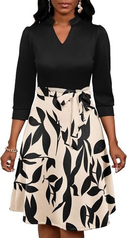 Perzeal Women's Women's Casualy A-line Line Dress Fress Flared V-Deac in Kuwait