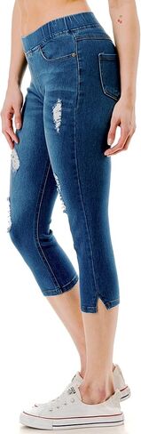 Women's Capri Jeans Skinny Jeggings Ripped Distressed Pull-On Denim Capris Pockets Pants Regular & Plus Size in Kuwait