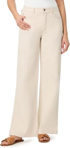 kensie Jeans for Women 100% Cotton Twill High-Rise Elastic Back Waist Cargo Baggy Wide Leg Pants, Size 2-14 in Saudi Arabia