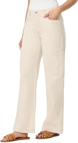 kensie Jeans for Women 100% Cotton Twill High-Rise Elastic Back Waist Cargo Baggy Wide Leg Pants, Size 2-14 in Saudi Arabia