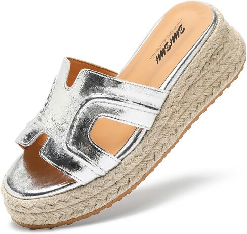 أسافين espadrilles للنساء منصة رافيا صندل الشاطئ على الأحذية الصيفية الصيف المفتوح إصبع القدم الكعب الجلود الشرائح بغال البغال من أجل أنيني in Kuwait