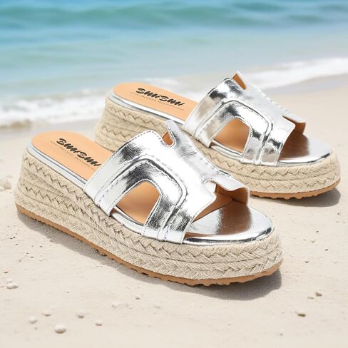 أسافين espadrilles للنساء منصة رافيا صندل الشاطئ على الأحذية الصيفية الصيف المفتوح إصبع القدم الكعب الجلود الشرائح بغال البغال من أجل أنيني in Kuwait