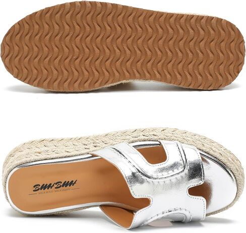 أسافين espadrilles للنساء منصة رافيا صندل الشاطئ على الأحذية الصيفية الصيف المفتوح إصبع القدم الكعب الجلود الشرائح بغال البغال من أجل أنيني in Kuwait