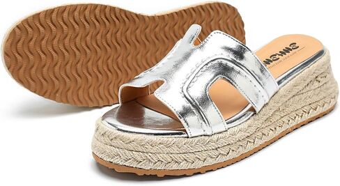 أسافين espadrilles للنساء منصة رافيا صندل الشاطئ على الأحذية الصيفية الصيف المفتوح إصبع القدم الكعب الجلود الشرائح بغال البغال من أجل أنيني in Kuwait