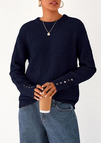 بيتيجاردن ساوث سترات سقوط أزياء 2025 Crewneck crewneck زر طويلة الأكمام الطويلة قمم متماسكة in Kuwait