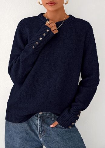 بيتيجاردن ساوث سترات سقوط أزياء 2025 Crewneck crewneck زر طويلة الأكمام الطويلة قمم متماسكة in Kuwait