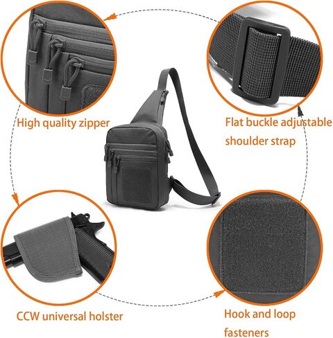 Tactical Sling Bag for Men Right and Left Hand, Crossbody Sling Backpack CCW Chest Pack EDC Gun Bag for Shooting Hunting Black in Saudi Arabia