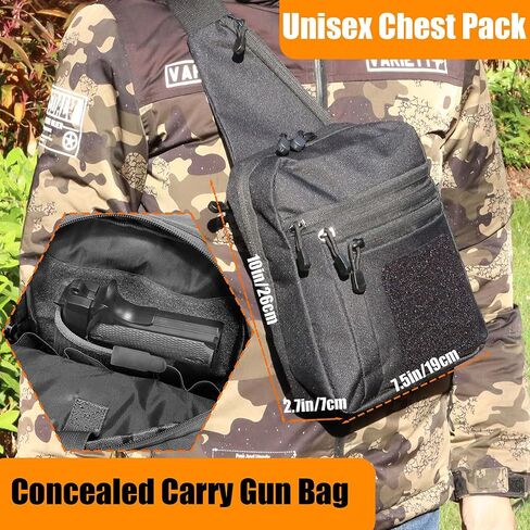 Tactical Sling Bag for Men Right and Left Hand, Crossbody Sling Backpack CCW Chest Pack EDC Gun Bag for Shooting Hunting Black in Saudi Arabia