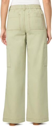 kensie Jeans for Women 100% Cotton Twill High-Rise Elastic Back Waist Cargo Baggy Wide Leg Pants, Size 2-14 in Saudi Arabia