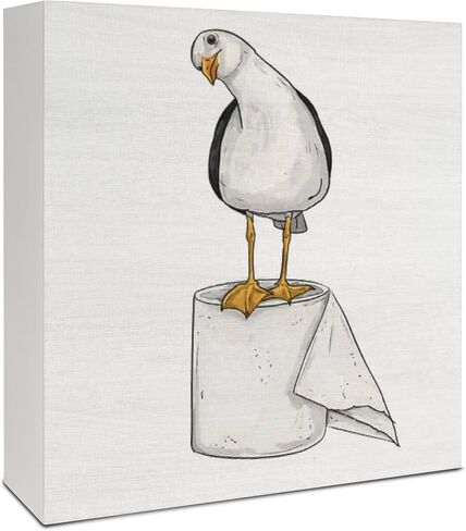 Seagull Beach Bathroom Decor, Seagull Wooden Box Signs Coastal Decor, Funny Wood Signs for Bathroom Restroom Toilet Counter Shelf, 5x5 Inch in Kuwait