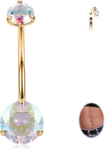 FUNLMO Titanium Belly Button Ring 14mm Long Belly Ring 14G Belly Button Piercing Floating Navel Piercing Jewelry Internally Threaded Navel Ring in Saudi Arabia