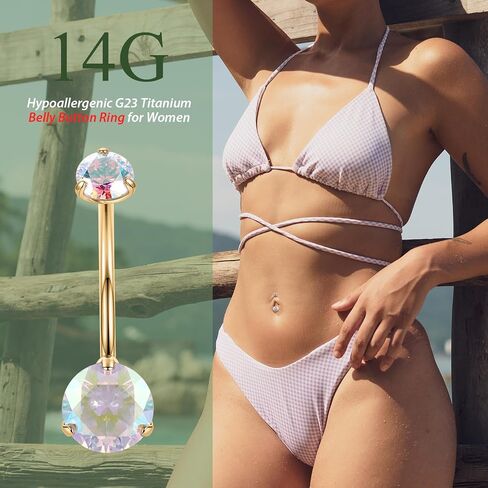 FUNLMO Titanium Belly Button Ring 14mm Long Belly Ring 14G Belly Button Piercing Floating Navel Piercing Jewelry Internally Threaded Navel Ring in Saudi Arabia