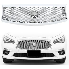 شواية Hecasa الأمامية متوافقة مع 2014-2017 Infiniti Q50 جميع النموذج الأمامي مصب الشبكة التجميع الأسود+الفضي ABS بلاستيك مطلي والكروم in Saudi Arabia