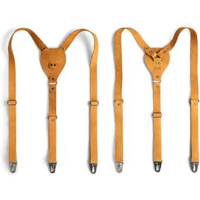 Hide & Groom, Drop-Shaped Suspender with Adjustable Size Straps for Men, Full Grain Leather, Handmade in Kuwait