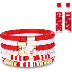NLCAC Day Bracelets Stack Heishi Beded Beaded Football Bracelets Day Day Mosts Sports Sports Football Association Day Game Game for Women in Kuwait