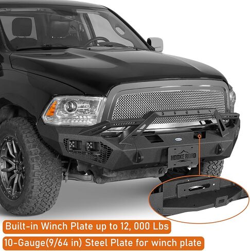 Hoke Road 09-12 Ram 1500 Front Pumper for 2009 2010 2011 2012 Dodge Ram 1500 Pickup Truck ، Offroad Rock Crawler Wumper w/Winch Plate & D Ring Mounts in Saudi Arabia