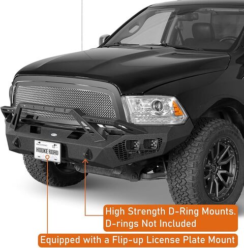 Hoke Road 09-12 Ram 1500 Front Pumper for 2009 2010 2011 2012 Dodge Ram 1500 Pickup Truck ، Offroad Rock Crawler Wumper w/Winch Plate & D Ring Mounts in Saudi Arabia