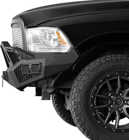 Hoke Road 09-12 Ram 1500 Front Pumper for 2009 2010 2011 2012 Dodge Ram 1500 Pickup Truck ، Offroad Rock Crawler Wumper w/Winch Plate & D Ring Mounts in Saudi Arabia