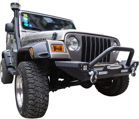 Wrangler Front Pumper متوافق مع 97-06 Wrangler TJ زاحف الصخور الملمس السود in Saudi Arabia