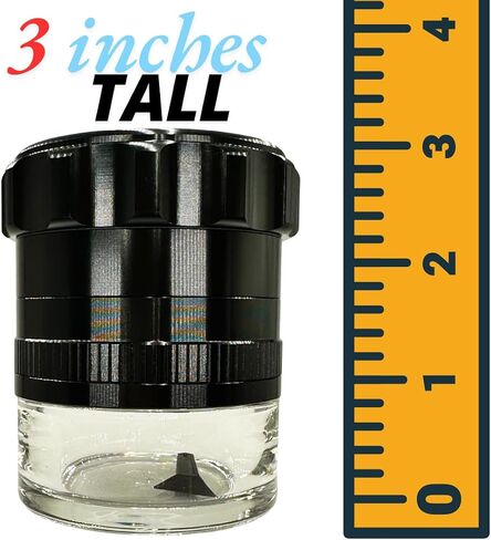 Spice Grinder. 2.5 inch herb grinder with jar attached. Jar offers a larger storage capacity. Anodized Aluminum alloy with glass bottom. (Black, 2.5 Inches x 3 Inches) in Kuwait