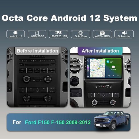 for Ford F150 F-150 2009-2012 Car Radio Stereo with Wireless Carplay Android Auto, 9 Inch HD Touchscreen 8 Core Android 12 Car Radio Stereo with Backup Camera Bluetooth AM/FM/RDS Wi-Fi GPS in Saudi Arabia