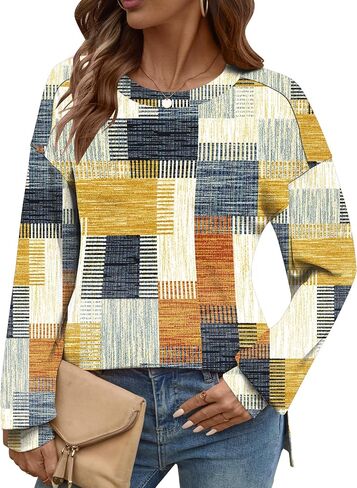 Lomon Womens Long Sleeve Tops Crewneck Disual Disrts كبير الحجم الفضفاضة الملاءمة بلوزة تساقط السقوط العصرية 2025 in Kuwait
