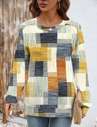 Lomon Womens Long Sleeve Tops Crewneck Disual Disrts كبير الحجم الفضفاضة الملاءمة بلوزة تساقط السقوط العصرية 2025 in Kuwait