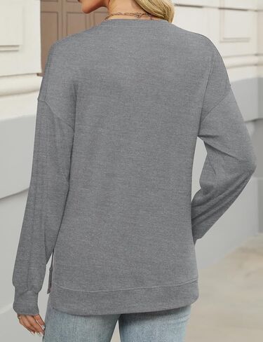 Lomon Womens Long Sleeve Tops Crewneck Disual Disrts كبير الحجم الفضفاضة الملاءمة بلوزة تساقط السقوط العصرية 2025 in Kuwait