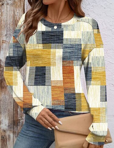 Lomon Womens Long Sleeve Tops Crewneck Disual Disrts كبير الحجم الفضفاضة الملاءمة بلوزة تساقط السقوط العصرية 2025 in Kuwait