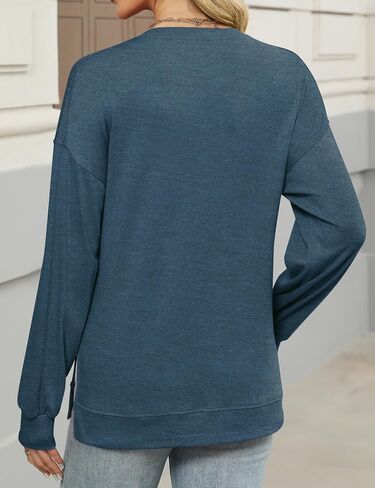 Lomon Womens Long Sleeve Tops Crewneck Disual Disrts كبير الحجم الفضفاضة الملاءمة بلوزة تساقط السقوط العصرية 2025 in Kuwait