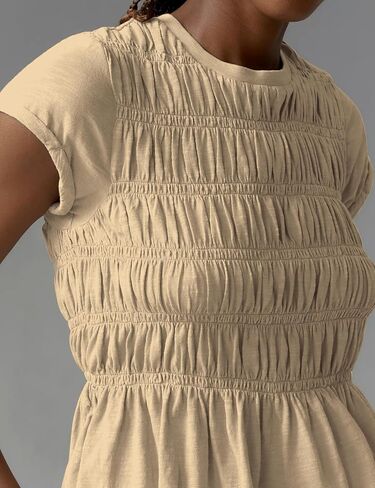 Peplum Babydoll Tops for Women Summer Going Out Top Casual Crew Neck Flowy Loose Fit Tunic Shirts Cute Blouses in Kuwait