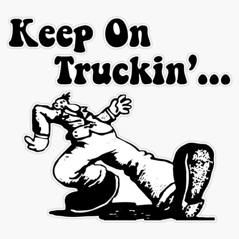 Keep On Truckin - White Bumper Sticker Window Vinyl Decal 5'', KRIS-RETRO-STICKERS-428 in Saudi Arabia