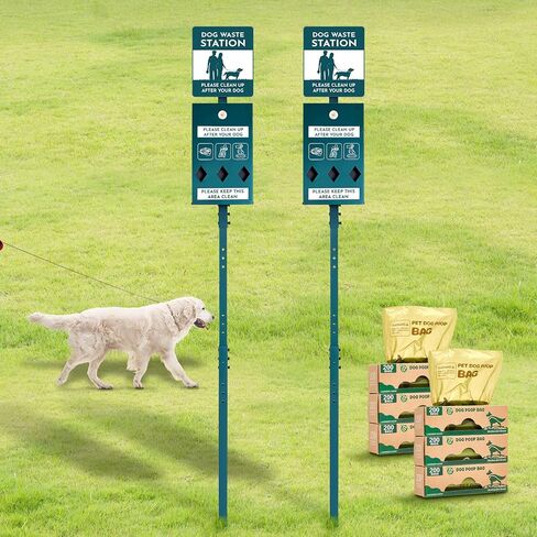 محطة نفايات الكلاب مع 600 كيس لفة من الفولاذ المجلفن صندوق نفايات الحيوانات الأليفة في الهواء الطلق مع موزع حقيبة علامة عاكسة محطة نفايات الحيوانات الأليفة مقاومة للصدأ نظام نفايات الكلاب للحديقة الخلفية التجارية in Kuwait