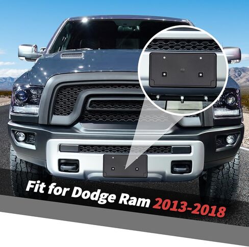 Jimen for Ram Front Plate Bracket, License Plate Frame Holder Mount Fit for Dodge Ram 2013-2018 (Black) in Saudi Arabia