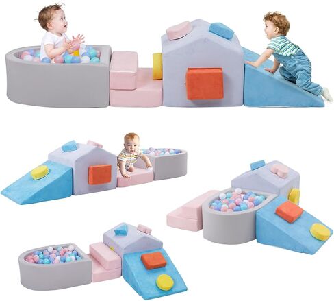 STAOLENE Foam Climbing Toys for Toddlers, Modular Toddler Foam Climbing Blocks, Soft Climb and Crawl Activity Playset and Ball Pit(Balls not Included), Colorful Multi-Shape Foam Blocks in Kuwait