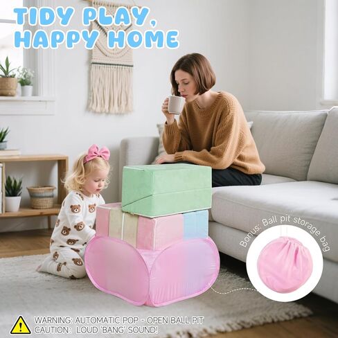 STAOLENE Foam Climbing Toys for Toddlers, Modular Toddler Foam Climbing Blocks, Soft Climb and Crawl Activity Playset and Ball Pit(Balls not Included), Colorful Multi-Shape Foam Blocks in Kuwait