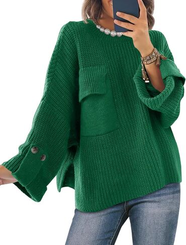 Saodimallsu Womens Oversized Sweaters Chunky Ribbed Knit Crew Neck Casual Long Sleeve Fall Winter Trendy Pullover Tops in Saudi Arabia