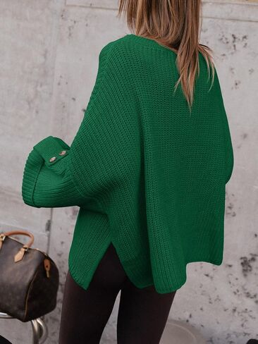 Saodimallsu Womens Oversized Sweaters Chunky Ribbed Knit Crew Neck Casual Long Sleeve Fall Winter Trendy Pullover Tops in Saudi Arabia