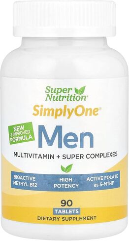 Super Nutrition SimplyOne® ، مجمعات Multivitamin + Super للرجال مع مجمع فيتامين C + Super Adaptogen ، 90 قرصًا in Saudi Arabia