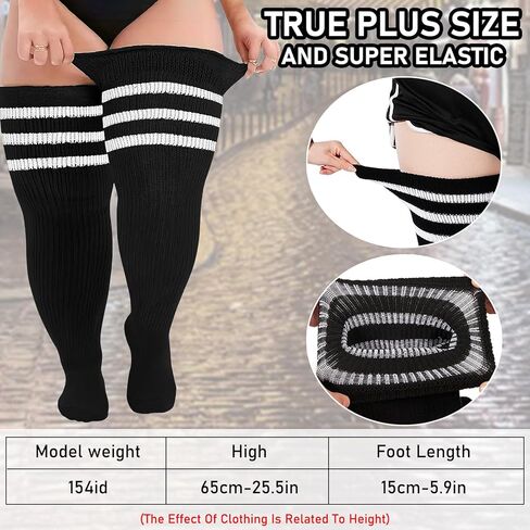Plus Size Thigh High Socks,Plus Size Thigh High Stockings for Women,Extra Long Striped Over The Knee Socks Leg Warmers in Kuwait