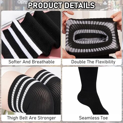Plus Size Thigh High Socks,Plus Size Thigh High Stockings for Women,Extra Long Striped Over The Knee Socks Leg Warmers in Kuwait